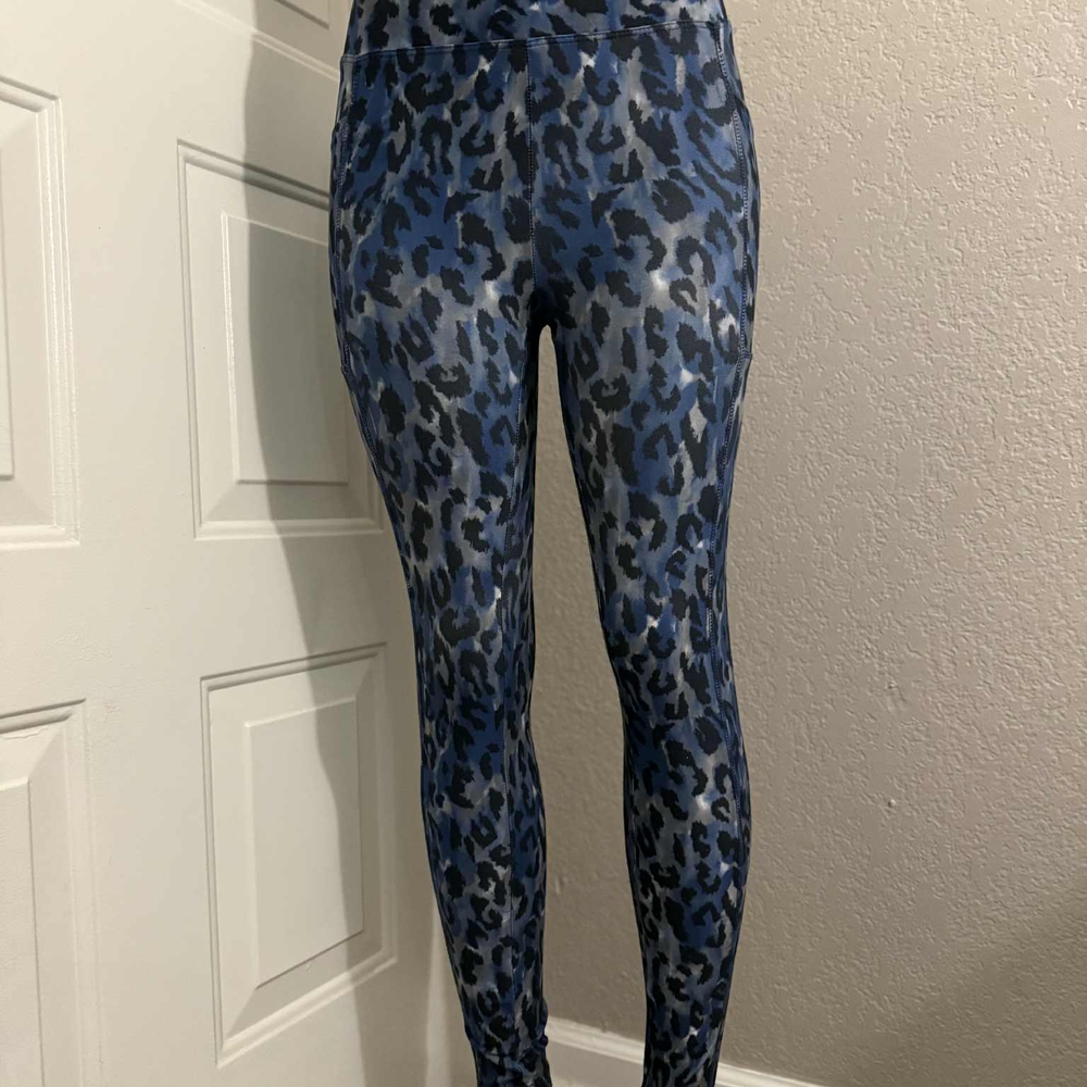 Bally Blue and Black Animal Print Leggings